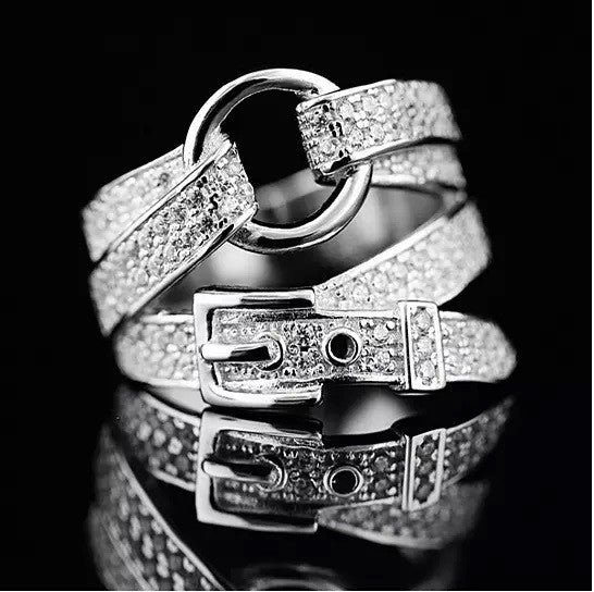 Cowgirl Ring Shaped Like A Belt With CZ Stones Vista Shops